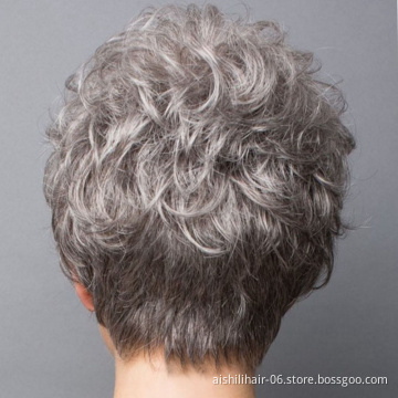 The global wholesale brownish grey short  loose wave synthetic wigs For the majority of women in Europe